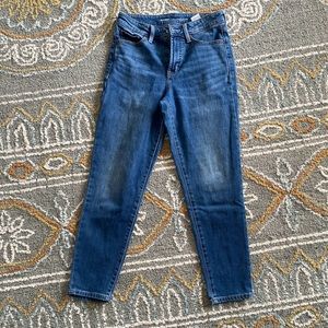 OG Straight high rise, ankle length, medium blue denim, relaxed size 0